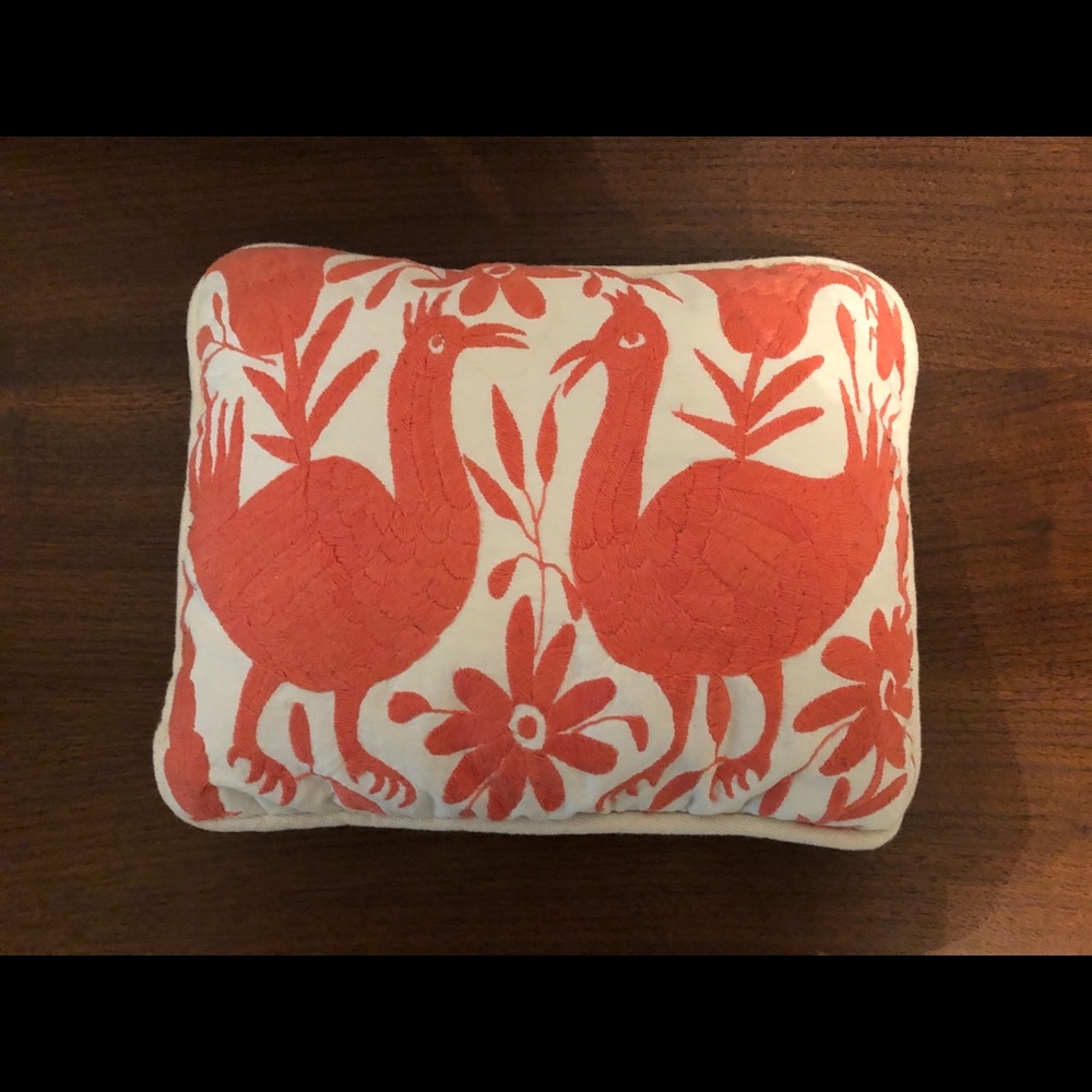 Coral Otomi Mexican Accent Pillow 11”x14”